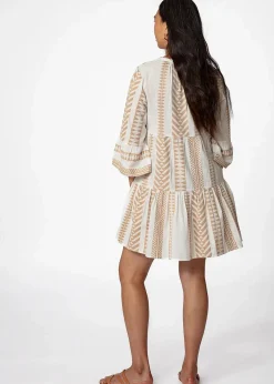 Beige jacquard-vävd tunika