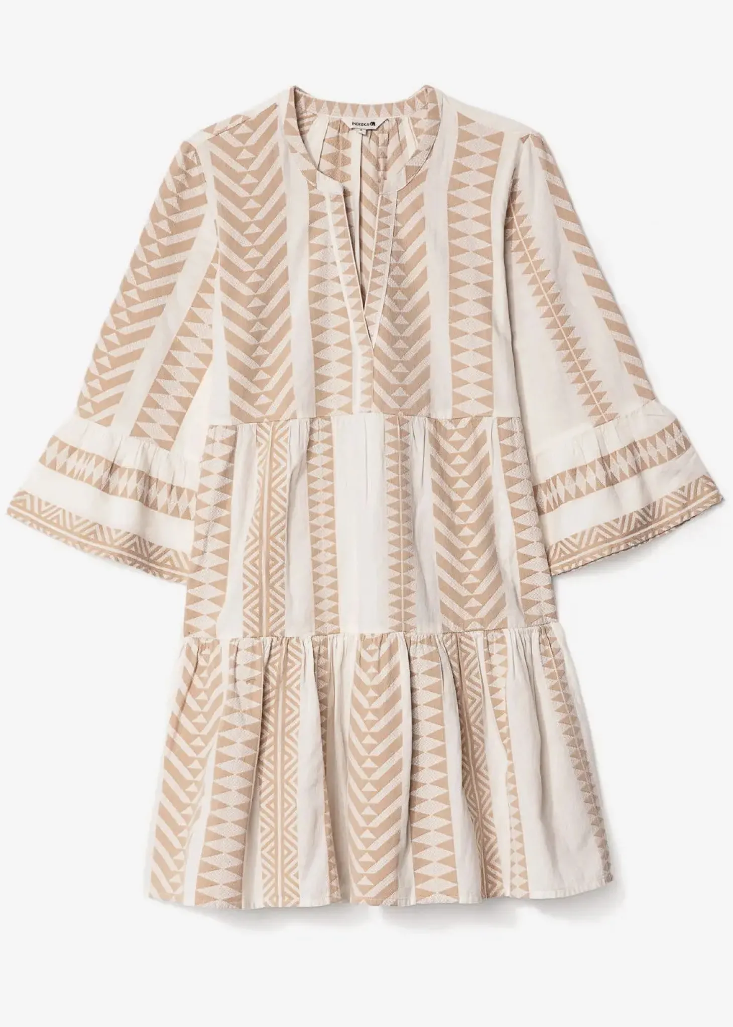 Beige jacquard-vävd tunika