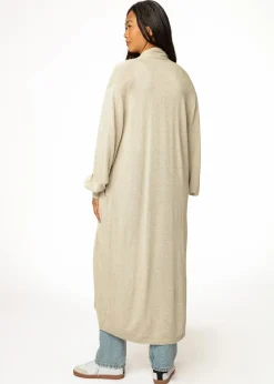 Beige lång stickad kofta