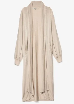 Beige lång stickad kofta
