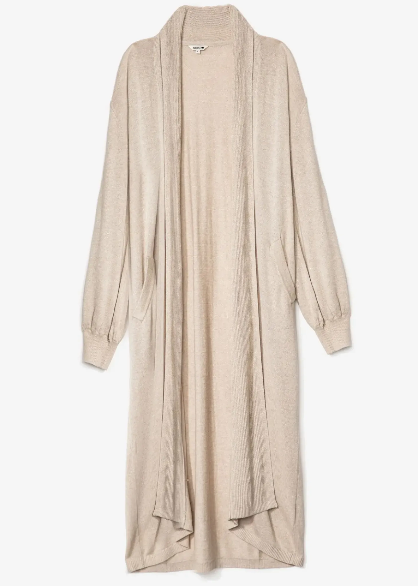 Beige lång stickad kofta