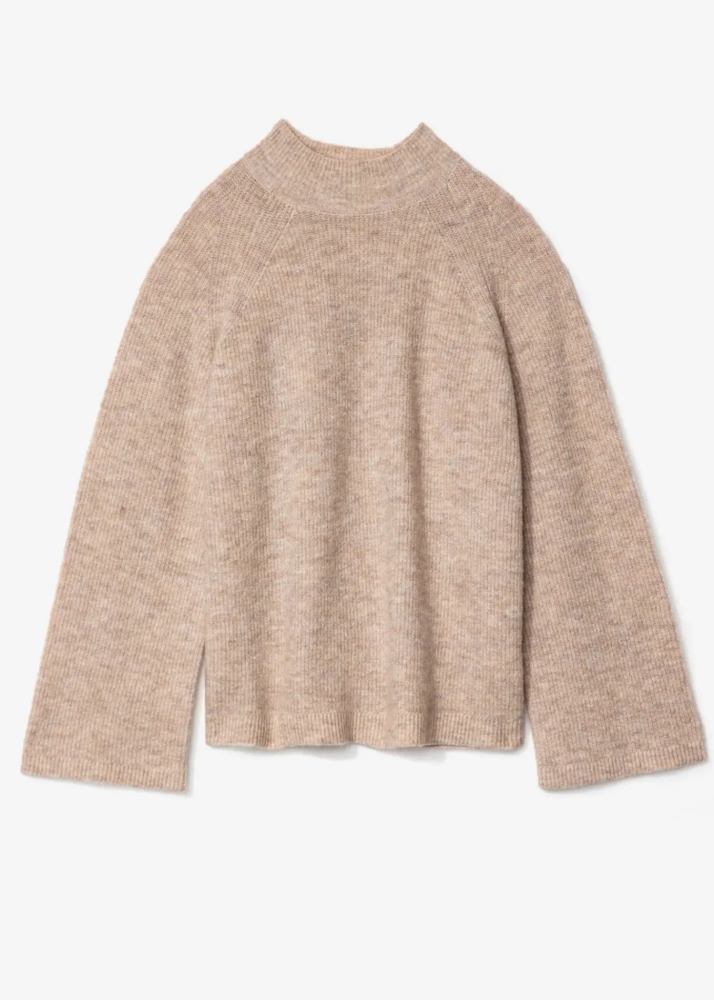 Beige ribbstickad tröja