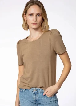 Beige t-shirt med puffärm
