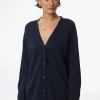 Blå finstickad cardigan