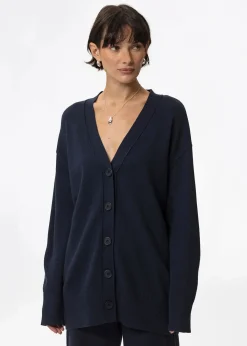 Blå finstickad cardigan