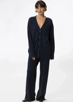 Blå finstickad cardigan