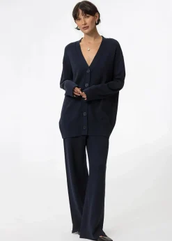 Blå finstickad cardigan