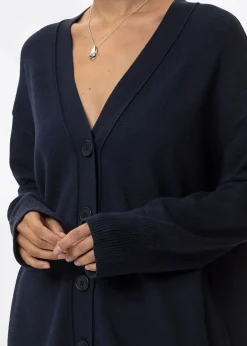 Blå finstickad cardigan