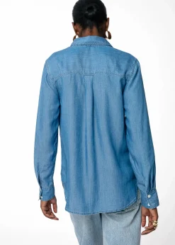 Blå skjorta i tencel lyocell