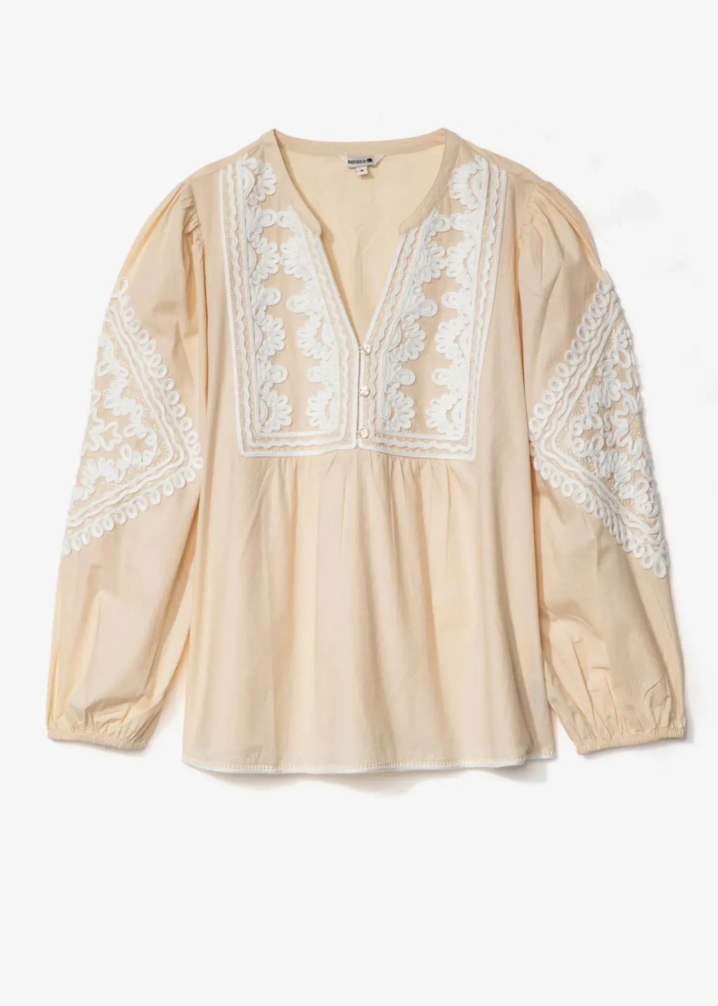 Broderad poplinblus i bomull