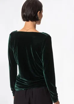 Draperad grön velourtopp