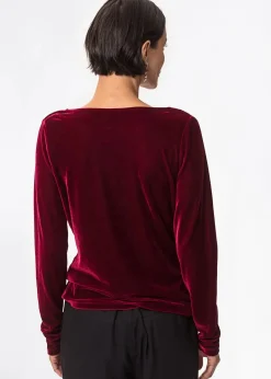 Draperad röd velourtopp