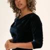 Draperad velourtopp