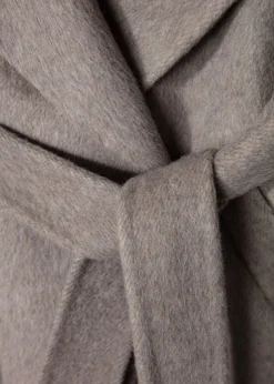 Dubbelvävd grå/beige ullkappa i omlottmodell