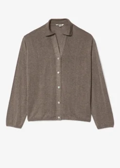Enfärgad cardigan med krage
