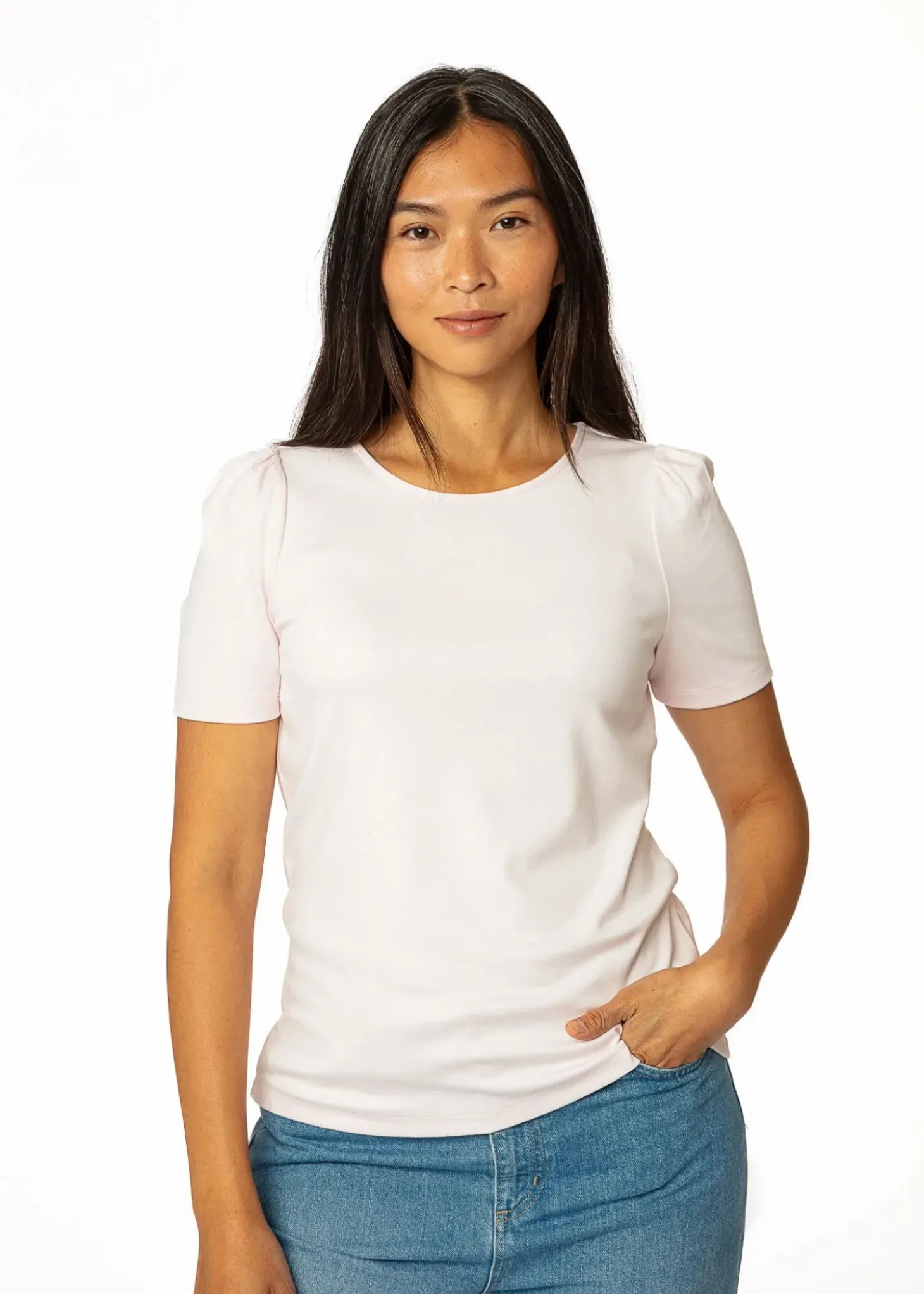 Ljusrosa t-shirt med puffärm