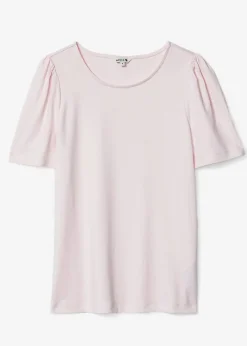 Ljusrosa t-shirt med puffärm
