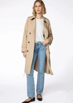 Lång beige trench coat