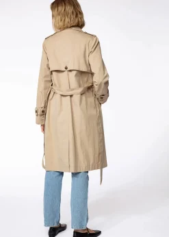 Lång beige trench coat