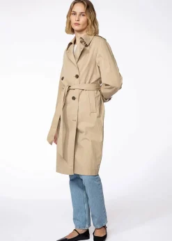 Lång beige trench coat