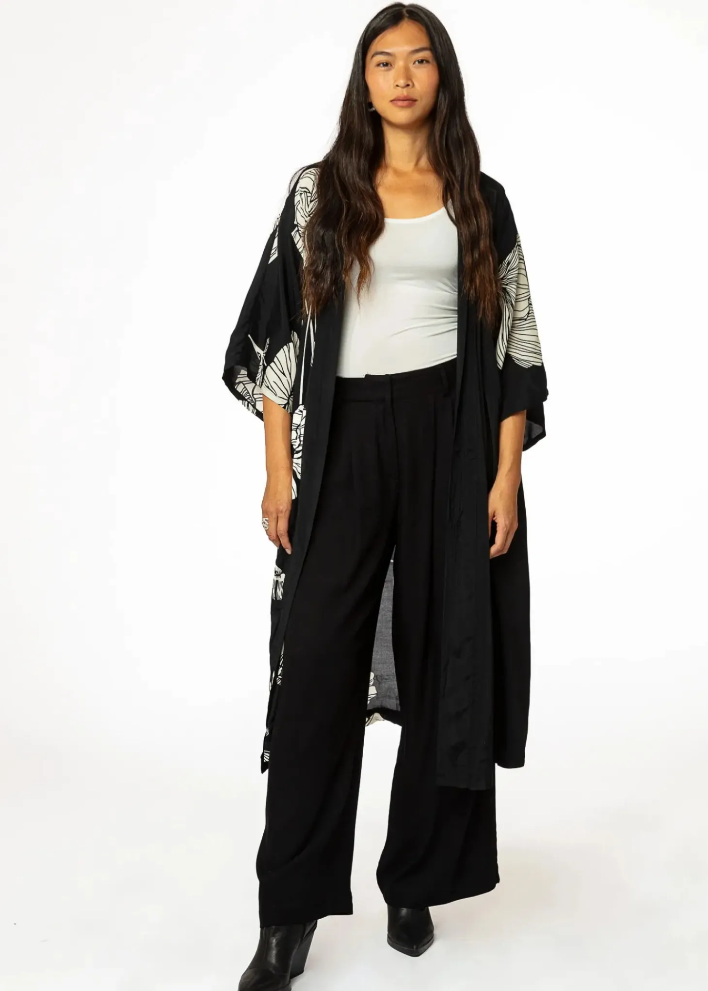Mönstrad svart kimono