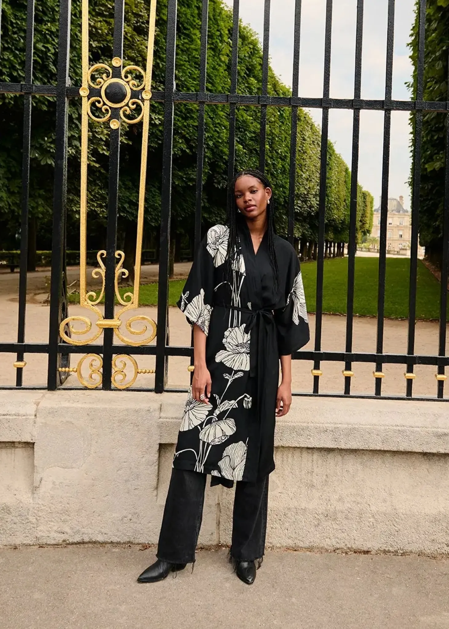 Mönstrad svart kimono