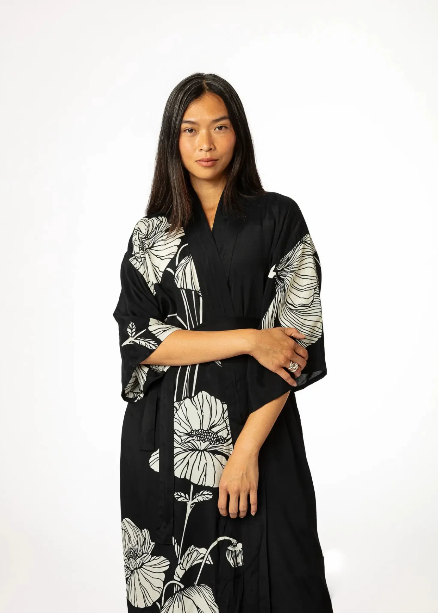 Mönstrad svart kimono