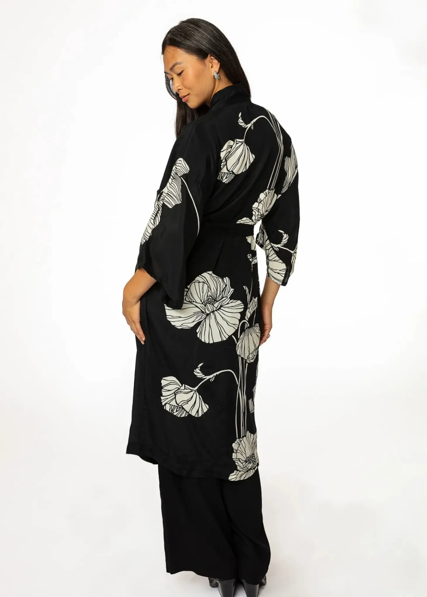 Mönstrad svart kimono