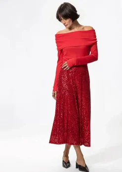 Röd off-shoulder topp