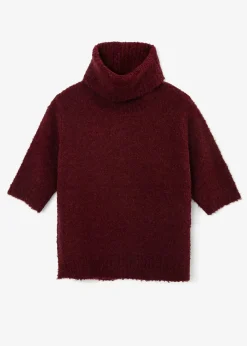 Röd stickad bouclétröja