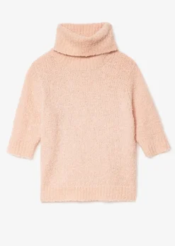 Rosa stickad bouclétröja