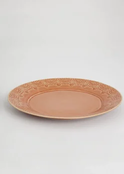 Rosa tallrik i stengods