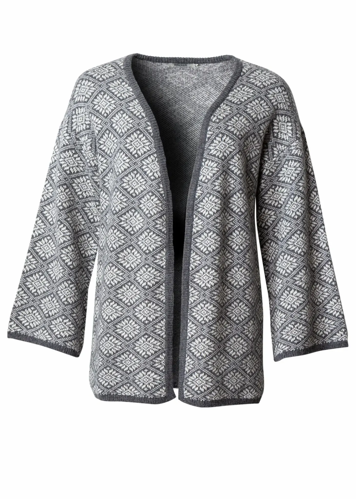Stickad kort cardigan i ullblandning