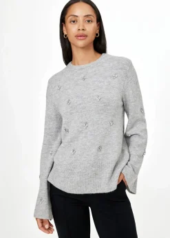 Stickad tröja med strass