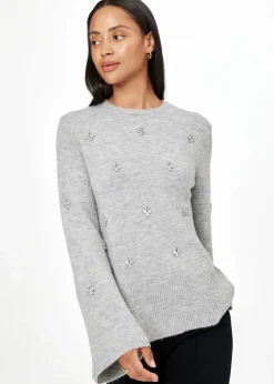 Stickad tröja med strass