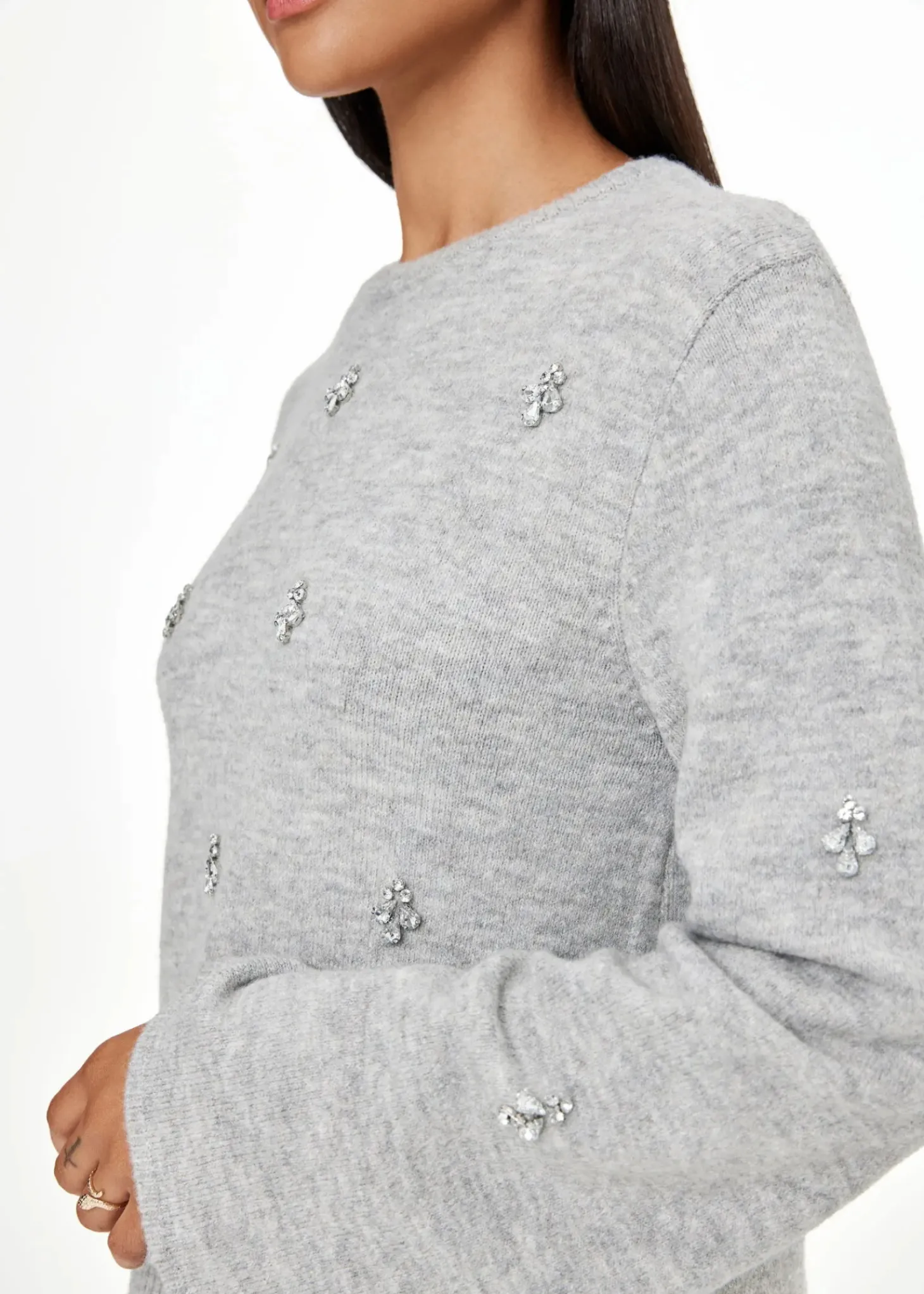 Stickad tröja med strass