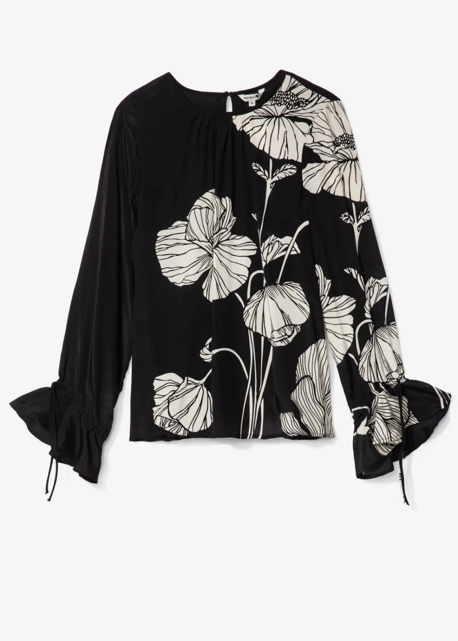 Svart blommig blus med volang