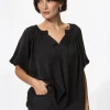 Svart blus med puffärm