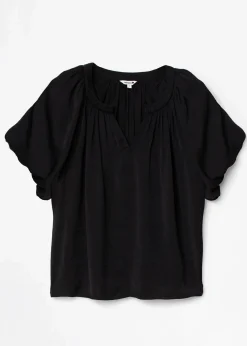 Svart blus med puffärm