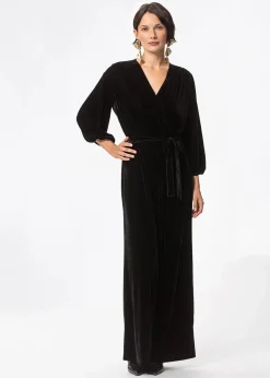 Svart byxdress i velour