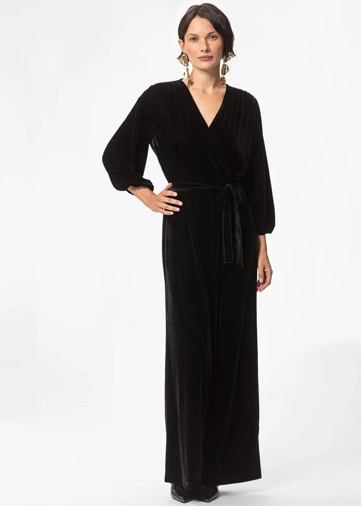Svart byxdress i velour