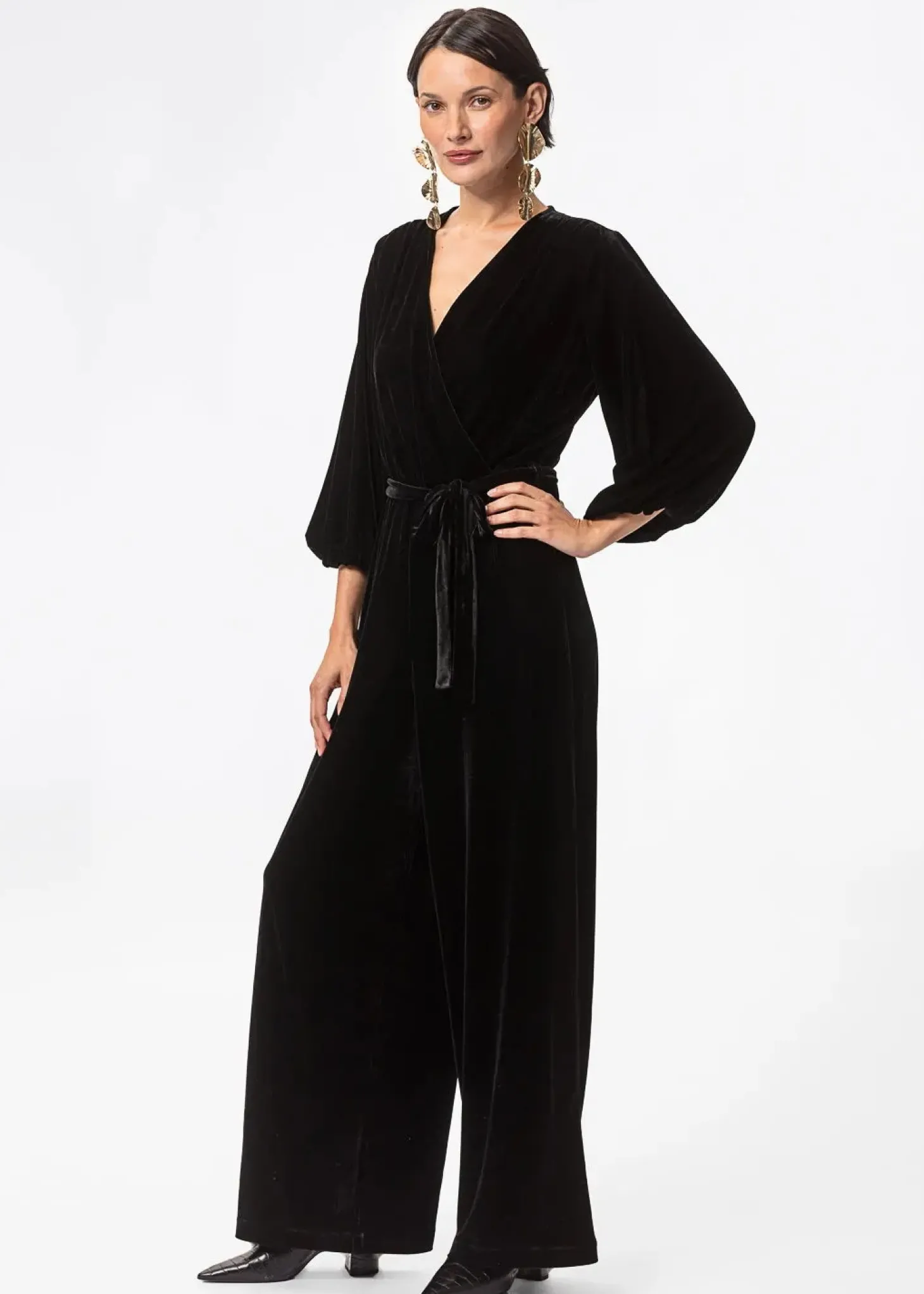 Svart byxdress i velour