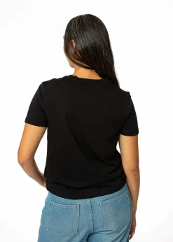 Svart T-shirt i bomull och modal
