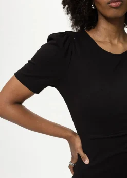 Svart t-shirtklänning med puffärm