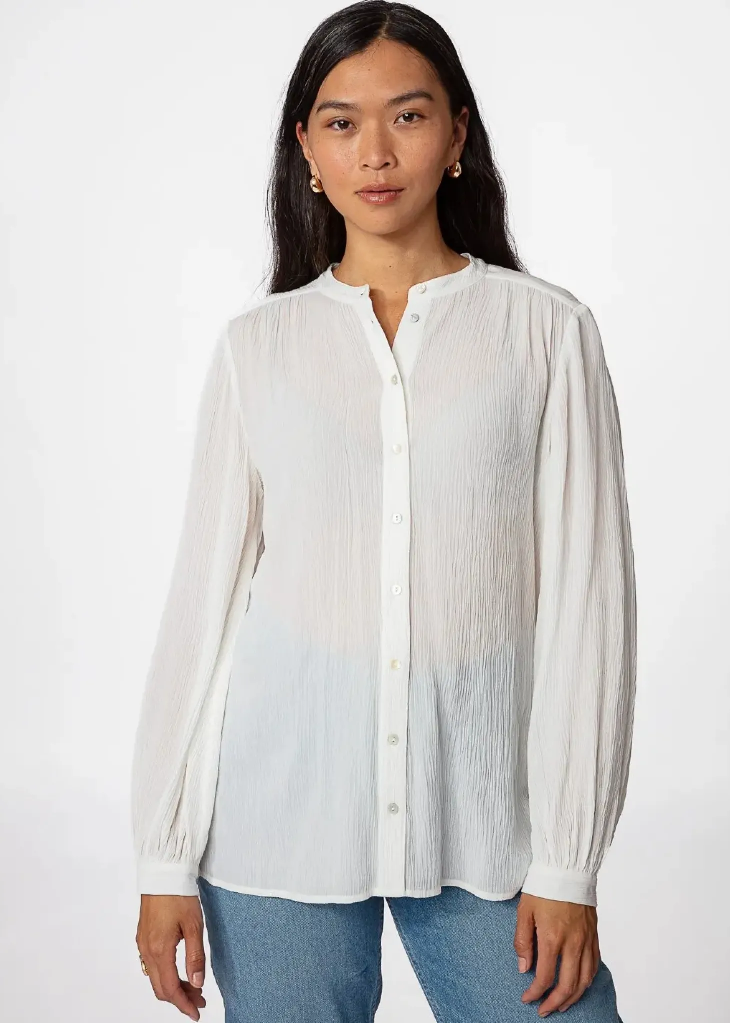 Vit krinklad blus